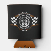 Sport Car Racing Team Geruite Vlag Flames Pro Blikjeskoeler (Achterkant)