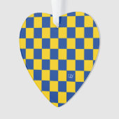 Sport Checkerboard INITIALEN Blauw Geel Fan Club Ornament (voorkant)