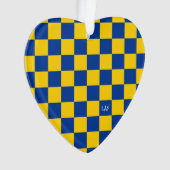 Sport Checkerboard INITIALEN Blauw Geel Fan Club Ornament (voorkant)