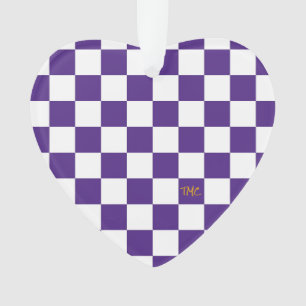 Sport Checkerboard INITIALEN Paarse witte ventilat Ornament