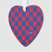 Sport Checkerboard INITIALEN Rood Blauw Team Liefd Ornament (voorkant)