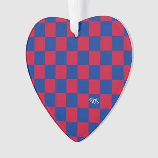 Sport Checkerboard INITIALEN Rood Blauw Team Liefd Ornament (voorkant)