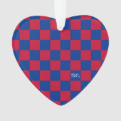 Sport Checkerboard INITIALEN Rood Blauw Team Liefd Ornament (voorkant)