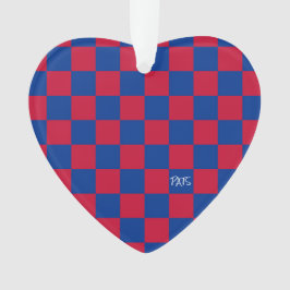 Sport Checkerboard INITIALEN Rood Blauw Team Liefd Ornament