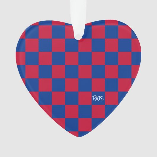 Sport Checkerboard INITIALEN Rood Blauw Team Liefd Ornament (voorkant)
