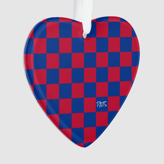 Sport Checkerboard INITIALEN Rood Blauw Team Liefd Ornament (voorkant)