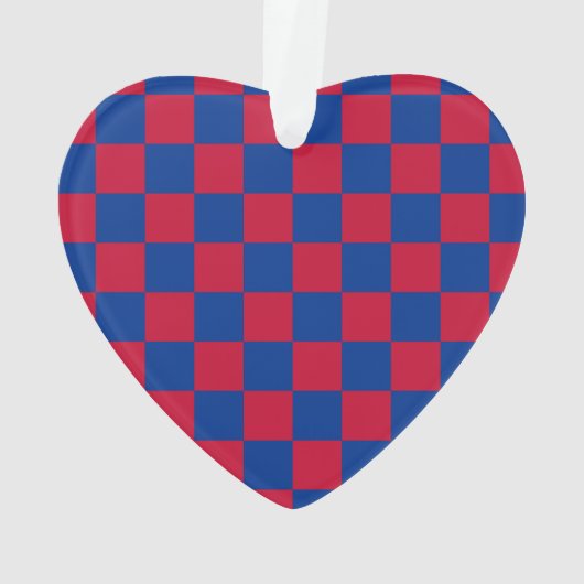 Sport Checkerboard INITIALEN Rood Blauw Team Liefd Ornament (achterkant)