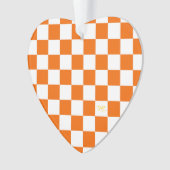 Sport Checkerboard INITIALEN Sinaasappel Wit Team Ornament (voorkant)