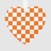 Sport Checkerboard INITIALEN Sinaasappel Wit Team Ornament (voorkant)