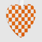 Sport Checkerboard INITIALEN Sinaasappel Wit Team Ornament (voorkant)