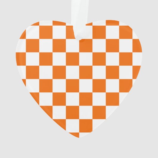 Sport Checkerboard INITIALEN Sinaasappel Wit Team Ornament (achterkant)