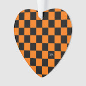 Sport Checkerboard INITIALEN Sinaasappel Zwart Fan Ornament (voorkant)