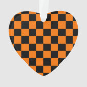Sport Checkerboard INITIALEN Sinaasappel Zwart Fan Ornament (achterkant)