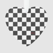 Sport Checkerboard INITIALEN Zwart Wit Fan Club Ornament (voorkant)