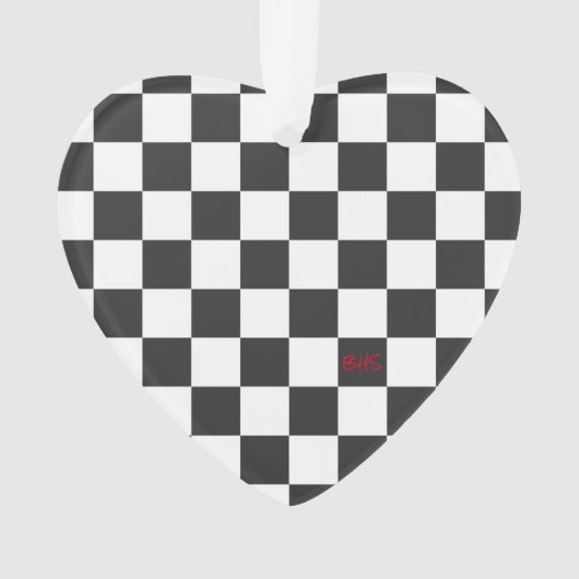 Sport Checkerboard INITIALEN Zwart Wit Fan Club Ornament (voorkant)