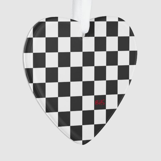 Sport Checkerboard INITIALEN Zwart Wit Fan Club Ornament (voorkant)