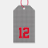 Sport Checkerboard Team NUMMER Leeftijd Modern Cadeaulabel (Voorkant)