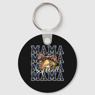 Sport Cheer Blauw Coquette Boog Zachte Mama Moeder Sleutelhanger