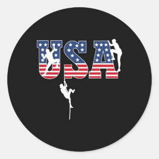 Sport Climbing Usa Flag Proud American Patriotic C Ronde Sticker