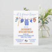 Sport Clothesline Verjaardagsfeest Kaart (Staand voorkant)