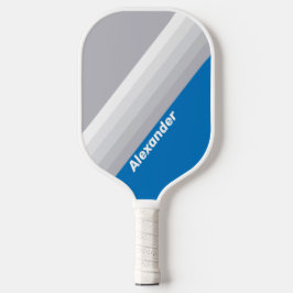 Sport Cloudy Blue Sky Stripes with Name Pickleball Paddle
