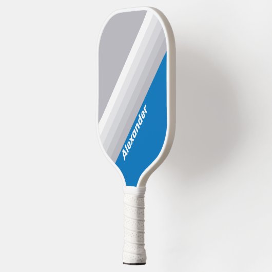 Sport Cloudy Blue Sky Stripes with Name Pickleball Paddle (Links)