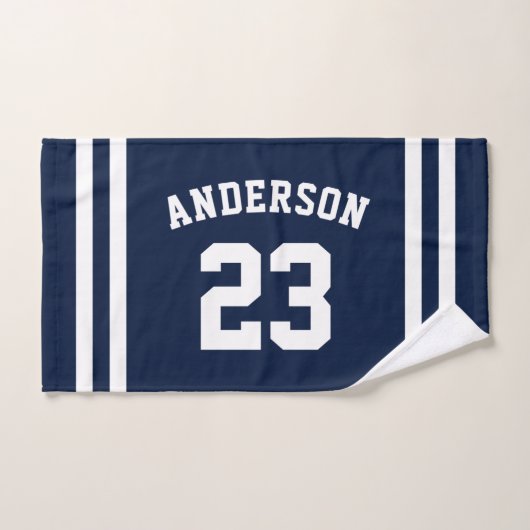 Sport Club Team Speler Naam & Nummer Marine Blauw Handdoek (Handdoek)
