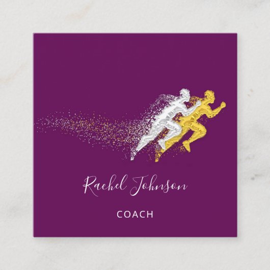 Sport Coach Athlete School Instructor QR Code Vierkante Visitekaartje (Voorkant)