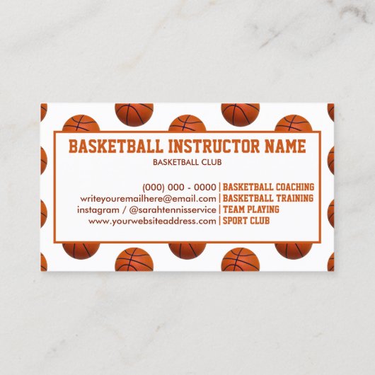 Sport Coach Basketball Visitekaartje (Achterkant)