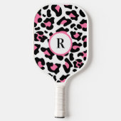 Sport Cute Pink Fun Animal Print Monogram Pickleball Paddle (Achterkant)
