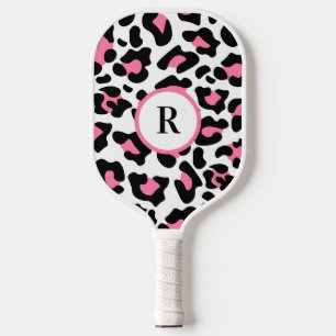 Sport Cute Roze Pret Dierprint Monogram Pickleball Paddle