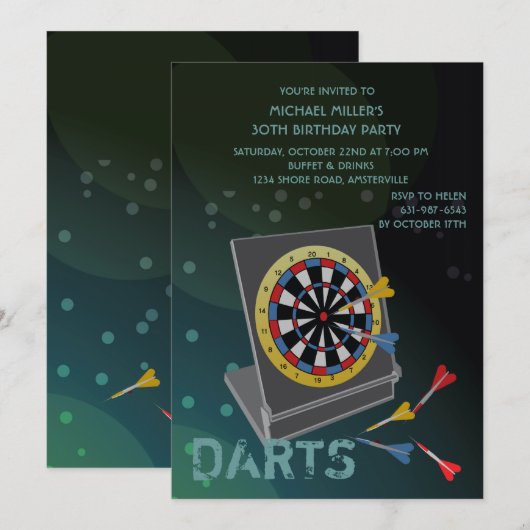 Sport Darts - Uitnodiging (Voorkant / Achterkant)