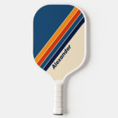 Sport Desert Retro Regenboog Gestreept met Naam Pickleball Paddle (Achterkant)