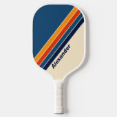 Sport Desert Retro Regenboog Gestreept met Naam Pickleball Paddle (Voorkant)