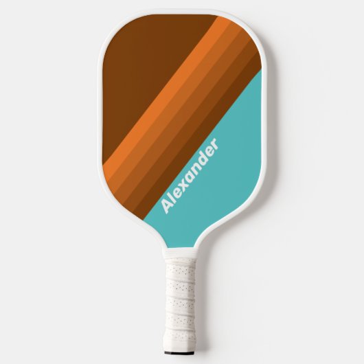 Sport Desert Teal Stripes with Name Pickleball Paddle (Achterkant)