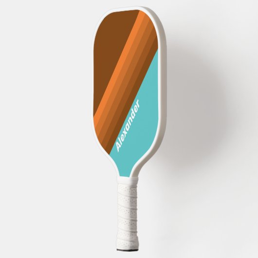 Sport Desert Teal Stripes with Name Pickleball Paddle (Links)