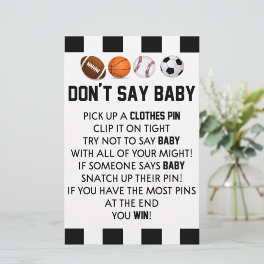 Sport die niet Baby shower spelen Briefpapier (Staand voorkant)