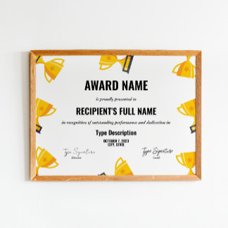 Sport Excellence Award Certificaat met trofee Poster