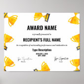 Sport Excellence Award Certificaat met trofee Poster (Voorkant)