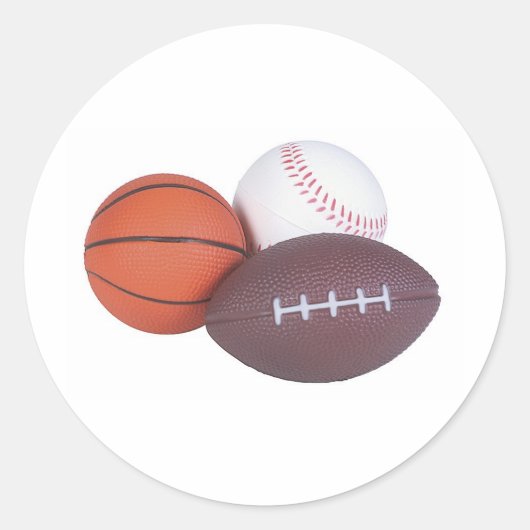 Sport Fan Gifts Basketball Baseball Football Ronde Sticker (Voorkant)
