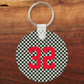 Sport Fan Speler NUMMER Checkerboard Team Spirit Sleutelhanger (Achterkant)