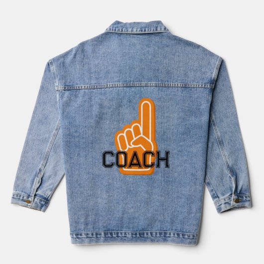 Sport Finger Sinaasappel Team COACH Fun Her Denim Jacket (Achterkant)