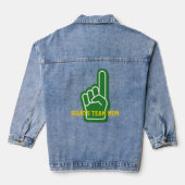 Sport Finger TEAM MOM Kleurrijke Plezier Denim Jacket (Achterkant)