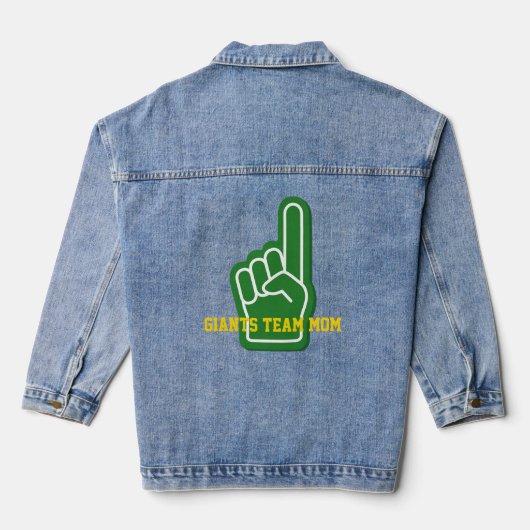 Sport Finger TEAM MOM Kleurrijke Plezier Denim Jacket (Achterkant)