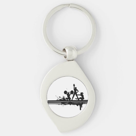 Sport, Fitness, Silhouet Sleutelhanger (Voorkant)