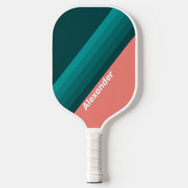 Sport Flamingo Aqua Strepen met Naam Pickleball Paddle