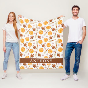 Sport Football, Basketbal, Basketbal gepersonalise Fleece Deken