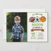 Sport Football Basketbal Voetbal Verjaardagsfeest Kaart (Voorkant)