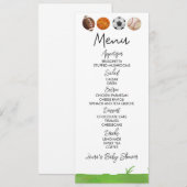 Sport Football Basketball Baby shower Menu (Voorkant / Achterkant)