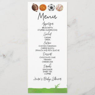 Sport Football Basketball Baby shower Menu